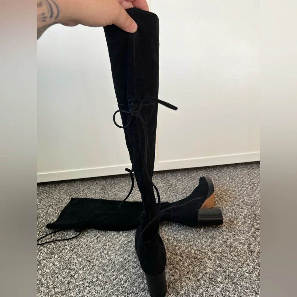 Free People Black Suede NWOT Echo Platform Over The Knee Boot‎ Size 9.5